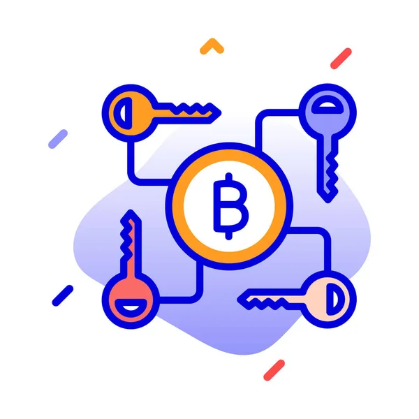 Transacción Criptomoneda Seguridad Claves Seguridad Esquema Firma Digital Iconos Vectoriales — Vector de stock