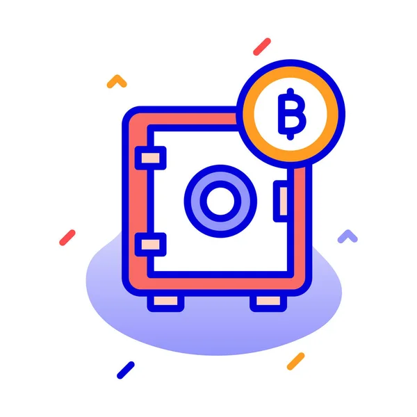 Schließfach Bitcoin Schließfach Bitcoin Lagerung Bitcoin Brieftasche Voll Editierbare Vektorsymbole — Stockvektor