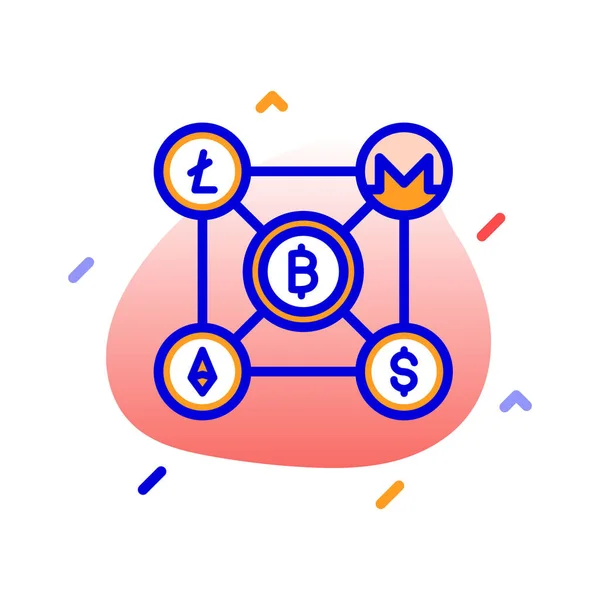 Blockchain Blockchain Transaktion Kryptowährung Kryptowährungskette Vollständig Editierbare Vektorsymbole — Stockvektor