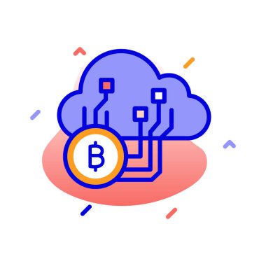 Bulut madenciliği, madencilik, bitcoin madenciliği, kripto para birimi tamamen düzenlenebilir vektör simgeleri