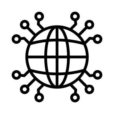 Küresel ağ, dünya, küresel bağlantılar, siber uzay tamamen düzenlenebilir vektör simgeleri