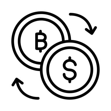 Bitcoin değişimi, bitcoin, sikkeler, dolar tamamen düzenlenebilir vektör simgeleri