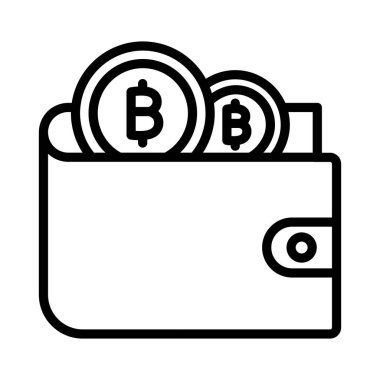 Cüzdan, bitcoin cüzdan, para, kripto para tam olarak düzenlenebilir vektör simgeleri