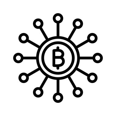 Bitcoin ağı, merkezsizleştirilmiş, şifrelenmiş para birimi değişimi, tamamen düzenlenebilir blok zinciri vektör simgeleri
