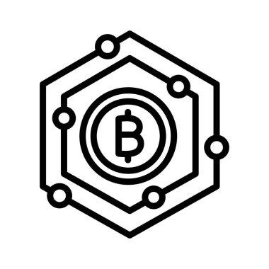 Bitcoin, bitcoin ağı, engelleme zinciri, kripto para tam olarak düzenlenebilir vektör simgeleri