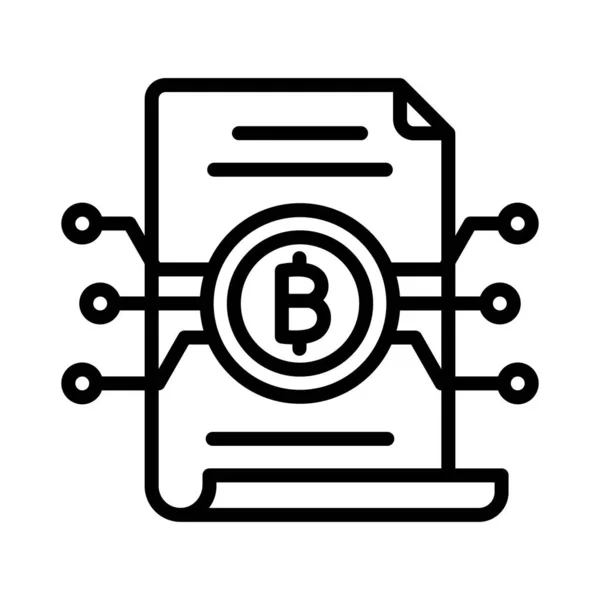 Wit Papier Bitcoin Papier Documenten Blockchain Volledig Bewerkbare Vector Pictogrammen — Stockvector