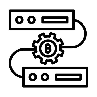 Bitcoin madencilik yazılımı, bitcoin madencilik teknolojisi, bitcoin teknolojisi, engelleme zinciri teknolojisi tamamen düzenlenebilir vektör simgeleri