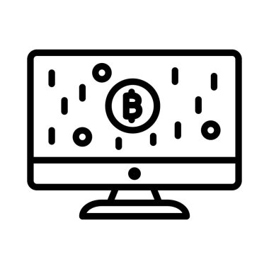 Bitcoin kazançları, elektronik para, çevrimiçi bitcoin ödemeleri, çevrimiçi kripto para birimi tamamen düzenlenebilir vektör simgeleri