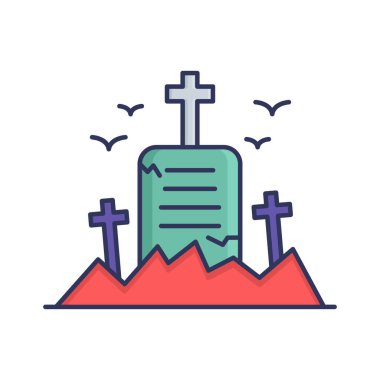 mezarlık taşı Doldurma - Resimlendirme vektör simgesi kolaylıkla düzenleyebilirsiniz