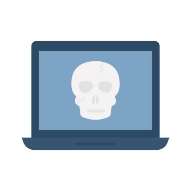 Virüslü bilgisayar yassı vektör simgesi kolayca değiştirilebilir ya da düzenlenebilir