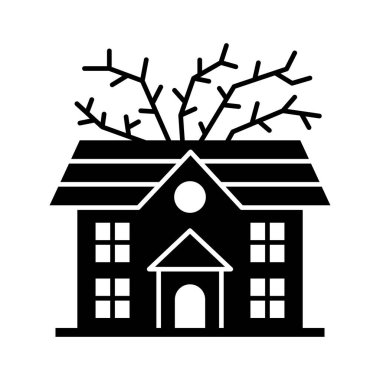 Lanetli ev Glyph vektör simgesi kolayca düzenlenebilir ya da düzenlenebilir