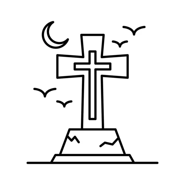 Spooky Gravestoneline Icono Vector Que Puede Modificar Editar Fácilmente — Vector de stock