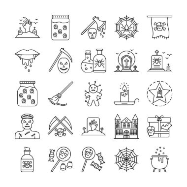 Cadılar Bayramı izole edilmiş her bir simge kolayca değiştirilebilir veya düzenlenebilir