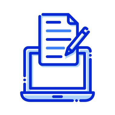 Kopyalama, dizüstü bilgisayar, sayfa, kalem tam olarak düzenlenebilir vektör simgeleri