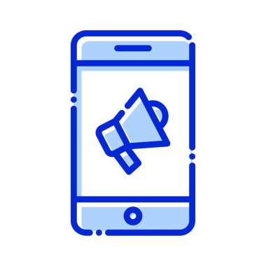 Mobil reklamcılık, pazarlama, mobil, megafon tam olarak düzenlenebilir vektör simgeleri