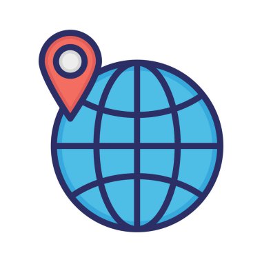 Küre, konum, harita, küresel konum tamamen düzenlenebilir vektör simgeleri