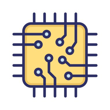 İşlemci, mikroçip, donanım, CPU tam olarak düzenlenebilir vektör simgeleri
