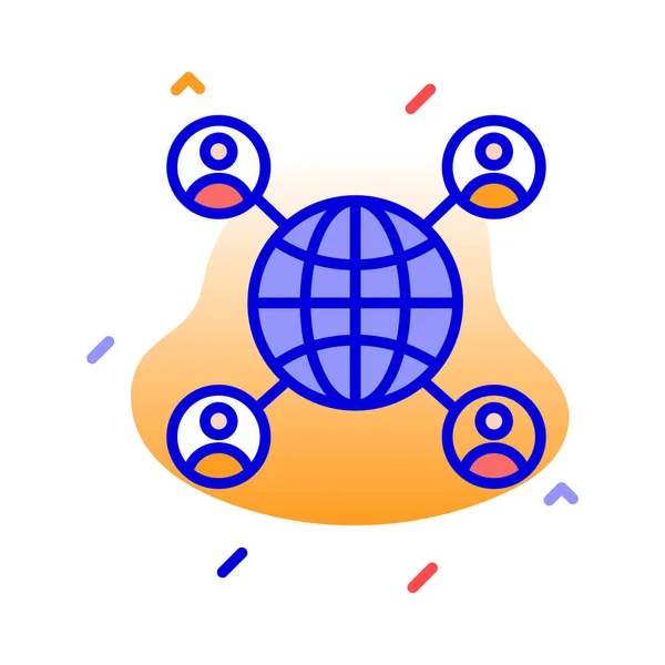Глобальные Коммуникации Глобус Коммуникации Пользователи Полностью Редактируемые Векторные Иконки — стоковый вектор