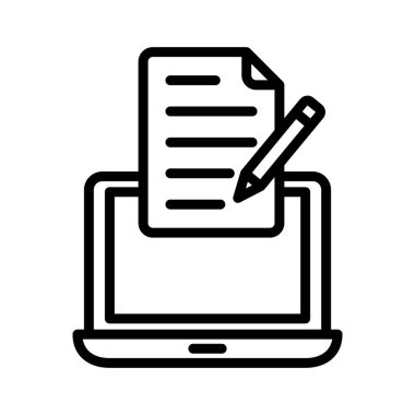 Kopyalama, dizüstü bilgisayar, sayfa, kalem tam olarak düzenlenebilir vektör simgeleri