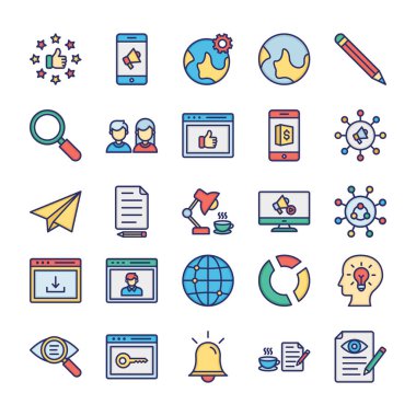 Web ve SEO Vektör simgeleri her bir simgeyi kolaylıkla düzenleyebilir ya da düzenleyebilir