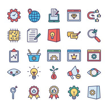 Web ve SEO Vektör simgeleri her bir simgeyi kolaylıkla düzenleyebilir ya da düzenleyebilir