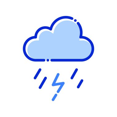 Bulut, yağmur, hava, gök gürültüsü tamamen düzenlenebilir vektör simgesi