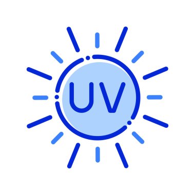 Radyasyon, güneş, morötesi, tamamen düzenlenebilir vektör simgesi