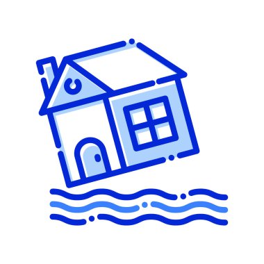    Sel, su, ev, hava durumu tamamen düzenlenebilir vektör simgesi