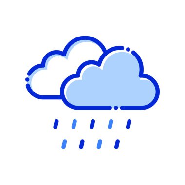 Bulutlar, yağmur, hava tahmini tamamen düzenlenebilir vektör simgesi