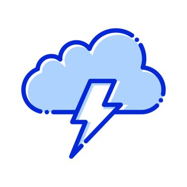 Bulut, gök gürültüsü, ışık, kıvılcım tamamen düzenlenebilir vektör simgesi