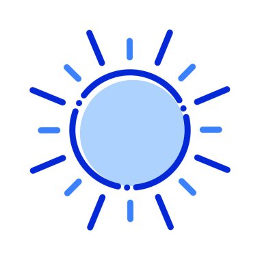 Güneş, gündüz, parlaklık, yaz tamamen düzenlenebilir vektör simgesi