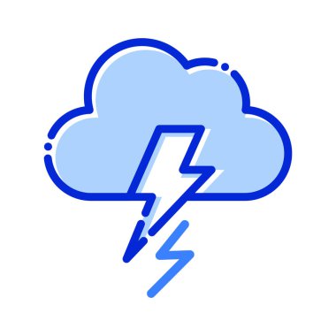 Bulut, gök gürültüsü, fırtına, hava durumu tamamen düzenlenebilir vektör simgesi