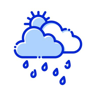 Yağmur, bulutlar, güneş, su tamamen düzenlenebilir vektör simgesi