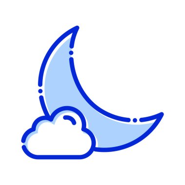 Bulut, ay, gece, hava tamamen düzenlenebilir vektör simgesi