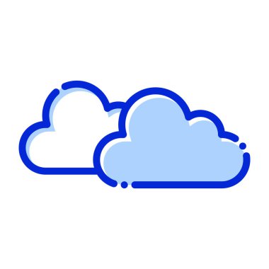 Bulutlar, hava durumu, hava tahmini, tamamen düzenlenebilir bulutlu vektör simgesi