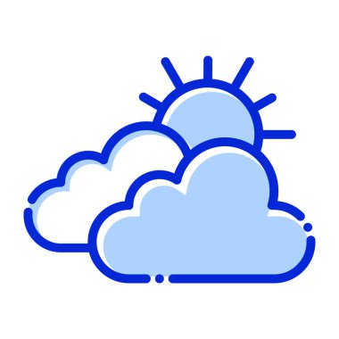 Bulutlar, güneş, yağmur, hava tamamen düzenlenebilir vektör simgesi