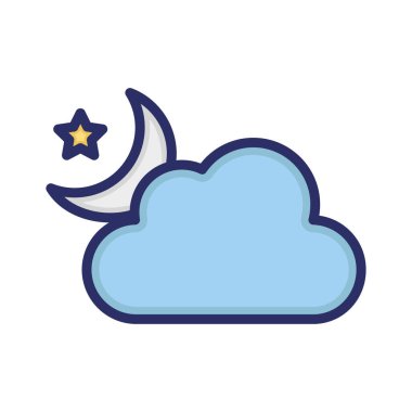   Bulut, hava, ay, gece tamamen düzenlenebilir vektör simgesi