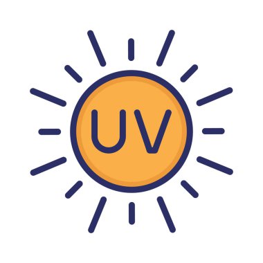 Radyasyon, güneş, morötesi, tamamen düzenlenebilir vektör simgesi