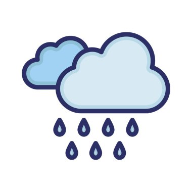 Bulutlar, hava, yağmur, iklim tamamen düzenlenebilir vektör simgesi