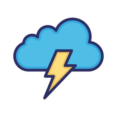 Bulut, gök gürültüsü, ışık, kıvılcım tamamen düzenlenebilir vektör simgesi