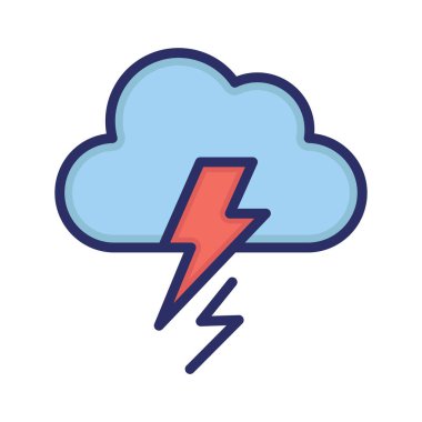 Bulut, gök gürültüsü, fırtına, hava durumu tamamen düzenlenebilir vektör simgesi