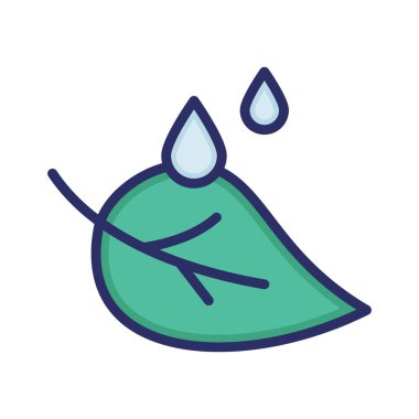 Yaprak, damla, su, yağmur tamamen düzenlenebilir vektör simgesi