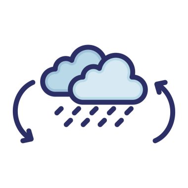 Bulutlar, yağmur, hava durumu, tamamen düzenlenebilir vektör simgesini dönüştür