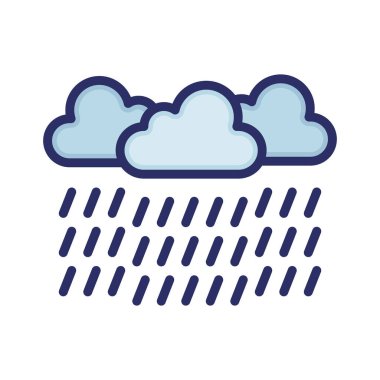 Yağmur, bulutlar, hava durumu, tamamen düzenlenebilir vektör simgesi