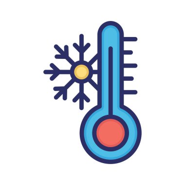 Termometre, sıcaklık, ölçü, kar tamamen düzenlenebilir vektör simgesi
