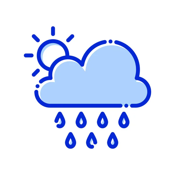 Nube Sol Lluvia Clima Icono Vector Totalmente Editable — Vector de stock