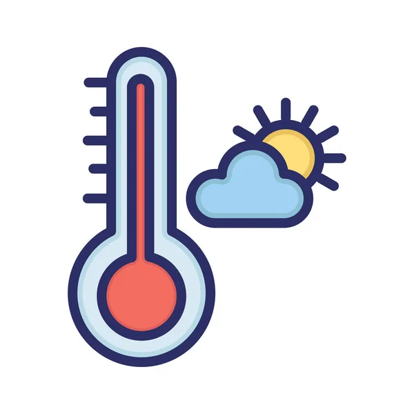 Hőmérséklet Felhő Nap Hőmérő Teljesen Szerkeszthető Vektor Ikon — Stock Vector