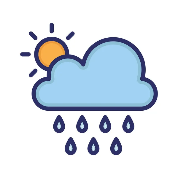 Nube Sol Lluvia Clima Icono Vector Totalmente Editable — Vector de stock