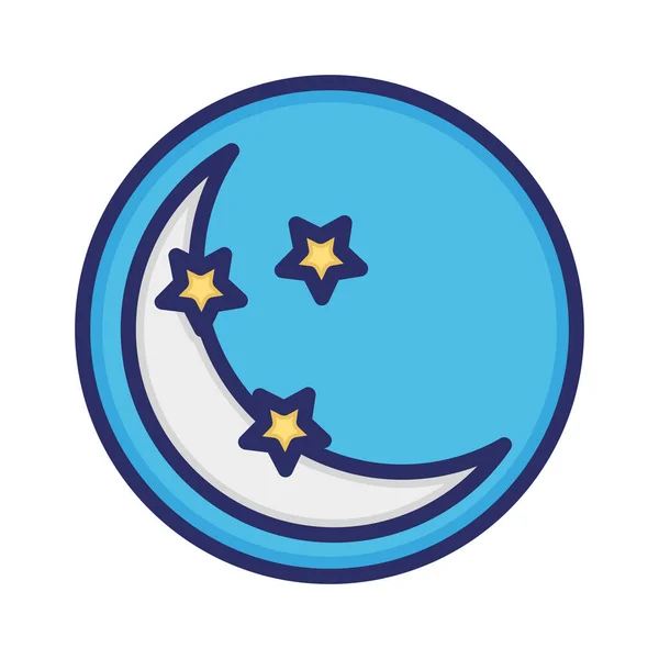 Moon Night Stars Shine Fully Editable Vector Icon — Stock Vector