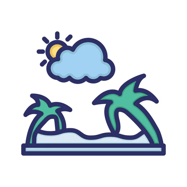 Weather Cloud Sun Trees Fully Editable Vector Icon — Stock Vector